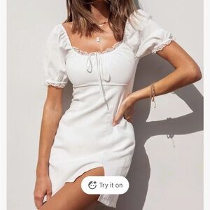 Princess Polly White Puff Sleeve Mini Dress
